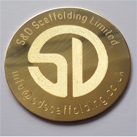 SD-Scaff - 50mm Brass Logo Disc