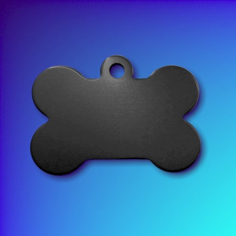 Aluminium Pet Tags Bone Shape - Black