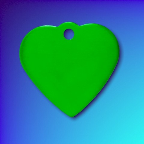 Aluminium Pet Tags Heart Shape - Green