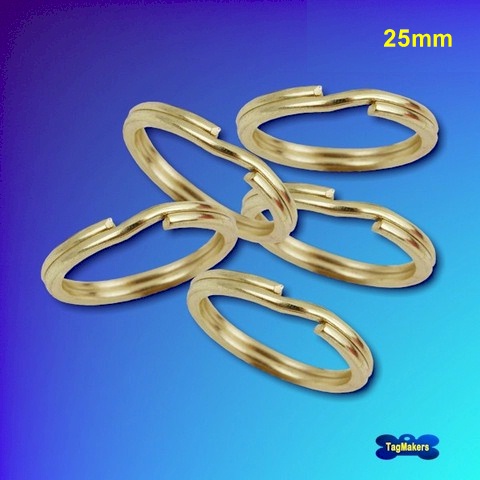 Brass-Plated Split-Rings - 5 Pack - 25mm