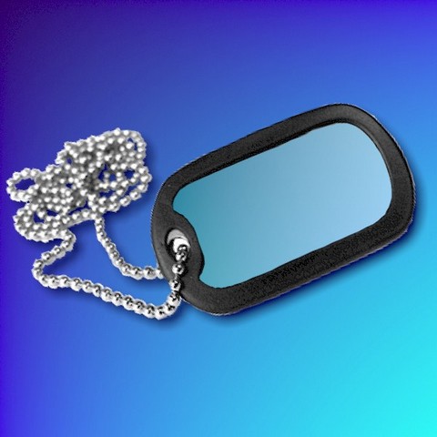 Aluminium Dogtag With Chain And Silencer - Light Blue