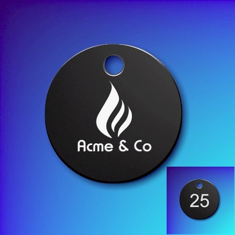 Numbered Aluminium Tags With Your Logo - Black Disc