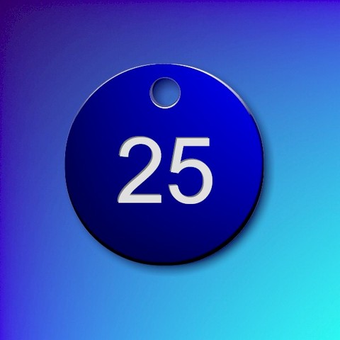 Numbered Aluminium Tags - Dark Blue Disc