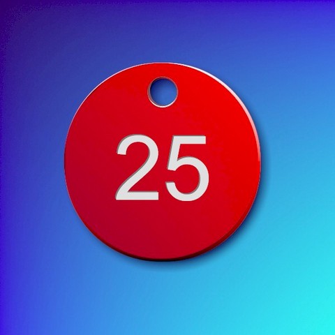 Numbered Aluminium Tags - Red Disc