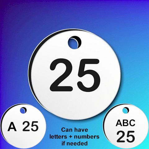 Numbered Plastic Tags - White With Black Numbers