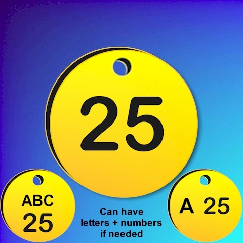 Numbered Plastic Tags - Yellow With Black Numbers