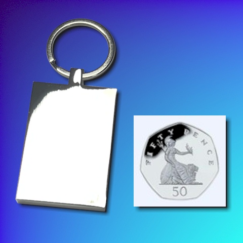 Chrome-Plated Keyring - Rectangular - 35mm x 25mm