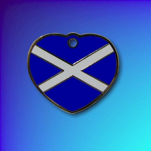 Enamel Heart-Shape Scottish Flag Pet Tags - 25mm