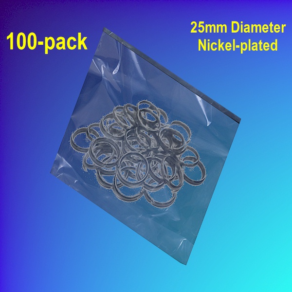 Nickel-Plated Split-Rings - 100 Pack - 25mm - Click Image to Close