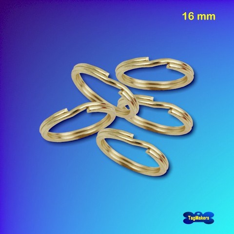 Brass-Plated Split-Rings - 5 Pack - 16mm