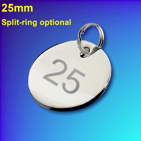 Numbered Chrome Tags - 25mm